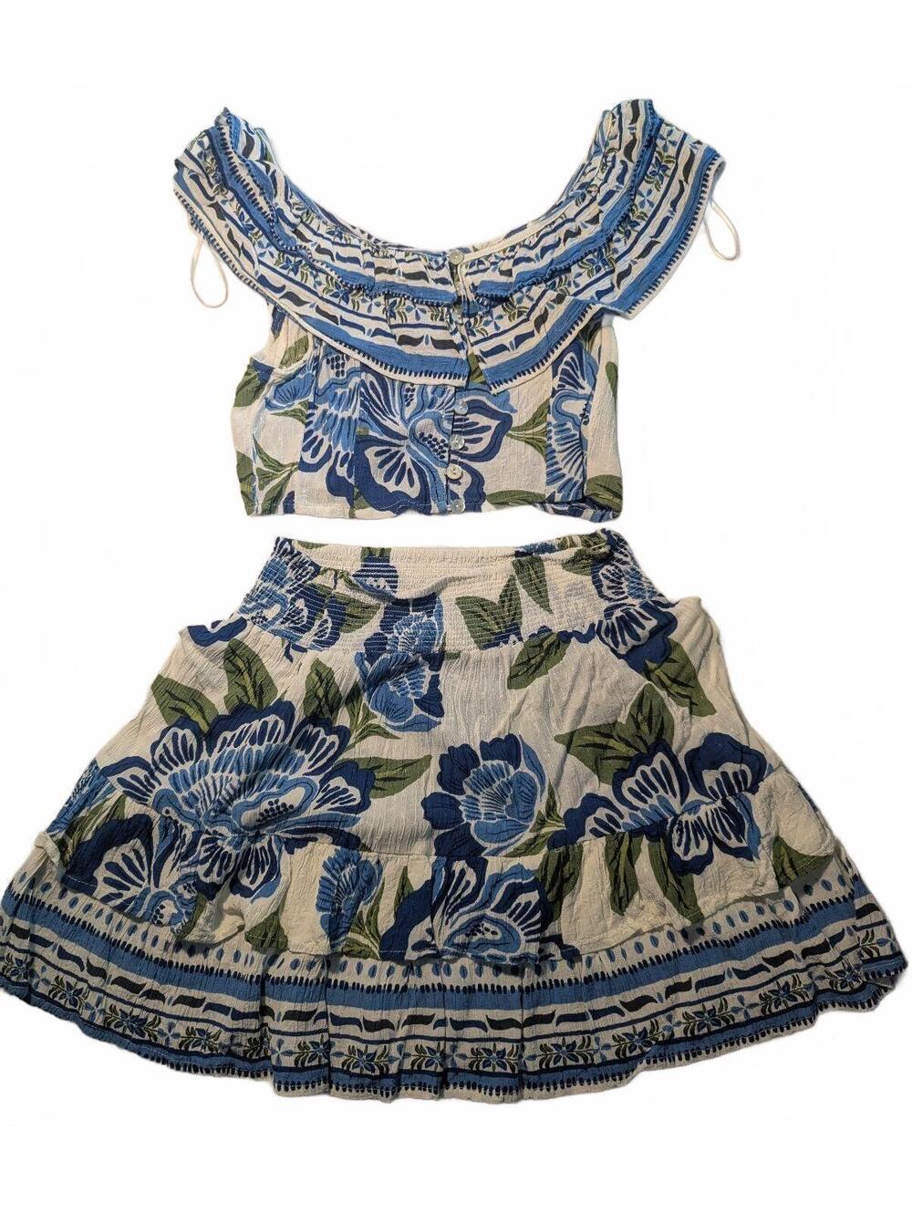 Rachel Zoe Two-Piece Floral Crop Top and Skirt Set XS